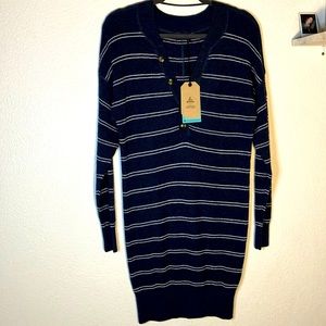 Prana Milani Henley Dress - Nautical Stripe thermal Organic Cotton Blend NWT XS‎